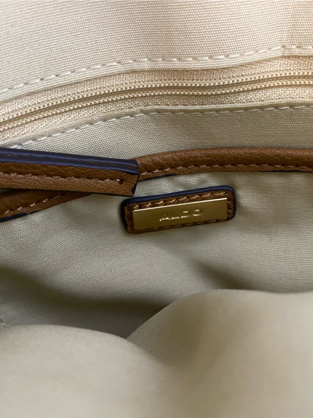 Aldo Tan Suede & Leather Shoulder Bag with Gold Ring Accent - Picture 4 of 16